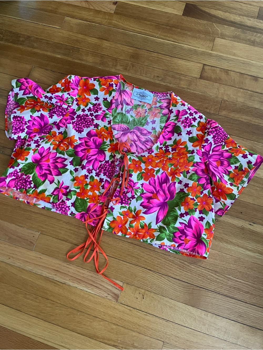 Handmade ONE OF A KIND Floral Tie-Front Crop Jacket